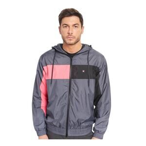 Hurley Pink/Gray/Black 90s Jack Windbreaker Jacket Mens Size Large NEW